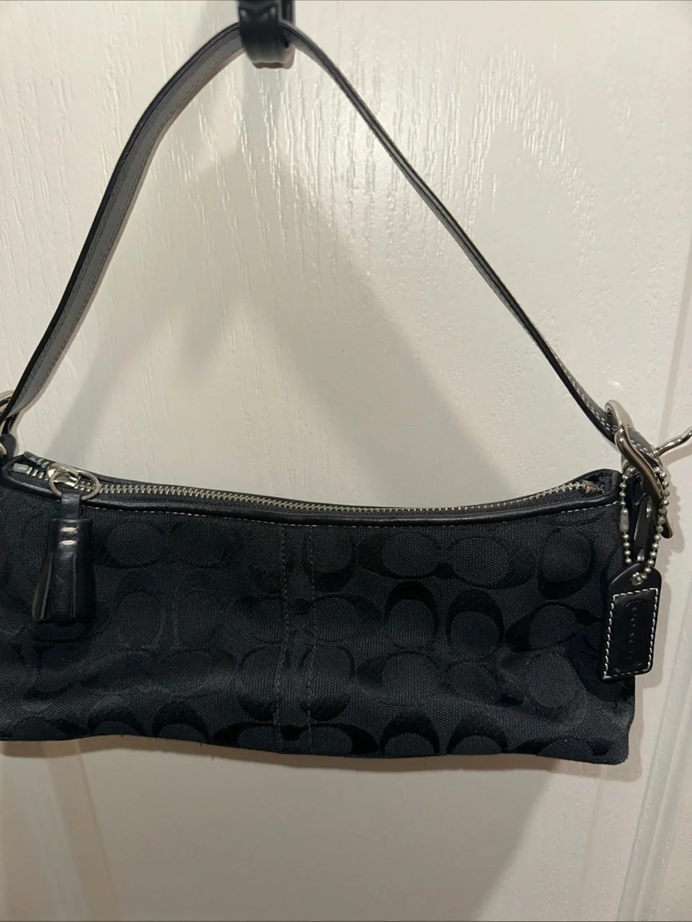 Coach Black Signature Jacquard Shoulder Bag